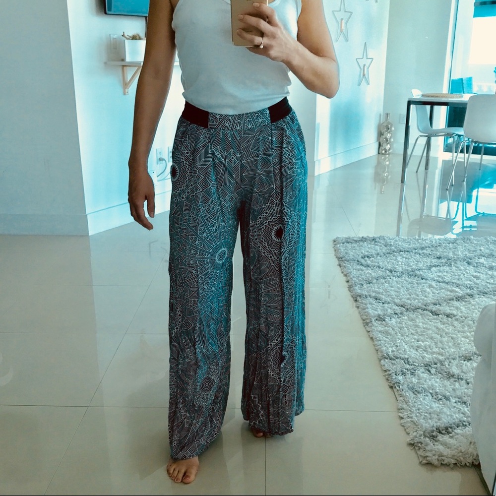 Navy and white palazzo pants